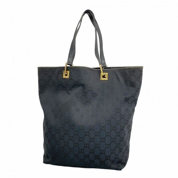 Gucci Tote Bag GG Canvas 002 1098 Canvas Black Gold Hardware Women's
